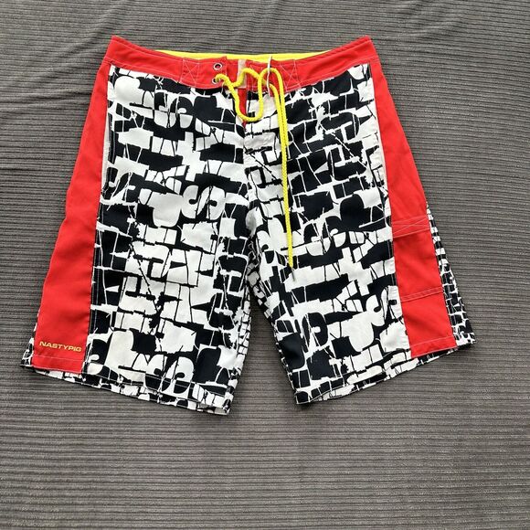 Nasty Pig Other - Nasty Pig Board Shorts Men 32 Red Black Polyester Beach Swimming Outdoors.